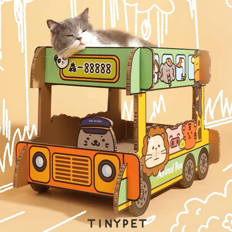 - Pet toy DIY tutorialsTinypet Double-Decker Animal Bus Cat Scratcher | Corrugated Paper Cat Toy