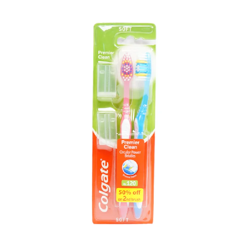---COLGATE TOOTH BRUSH PREMIER CLEAN TWIN PACK SOFT