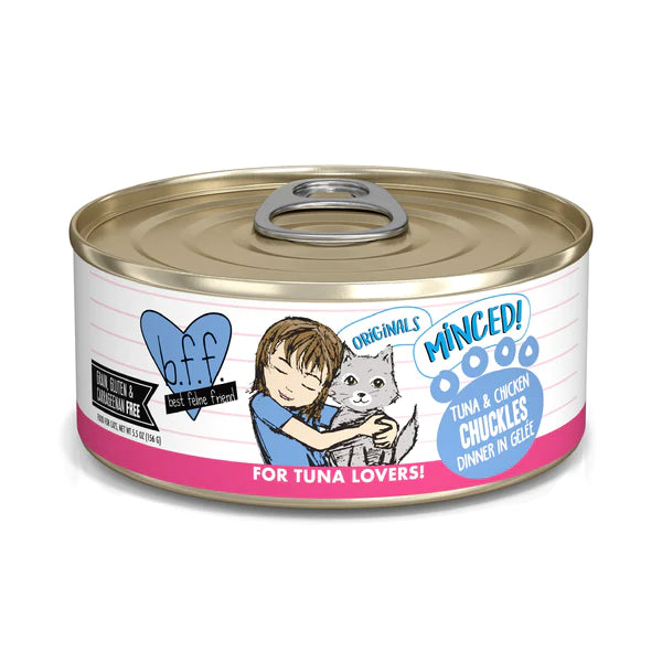    - High-fiber cat food  BFF Tuna & Chicken Chuckles