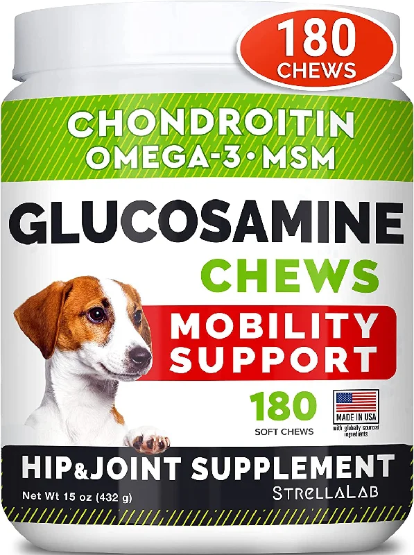 ---Glucosamine Treats for Dogs - Joint Supplement W/Omega-3 Fish Oil - Chondroitin, MSM - Advanced Mobility Chews - Joint Pain Relief - Hip & Joint Care - Chicken Flavor - 180 Ct - Made in USA ---Glucosamine Treats for Dogs - Joint Supplement W/Omega-3 Fish Oil - Chondroitin, MSM - Advanced Mobility Chews - Joint Pain Relief - Hip & Joint Care - Chicken Flavor - 180 Ct - Made in USA