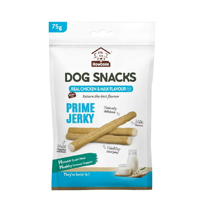 - Natural ingredient dog foodHOWBONE Dog Snacks Prime Jerky Chicken & Milk Sticks