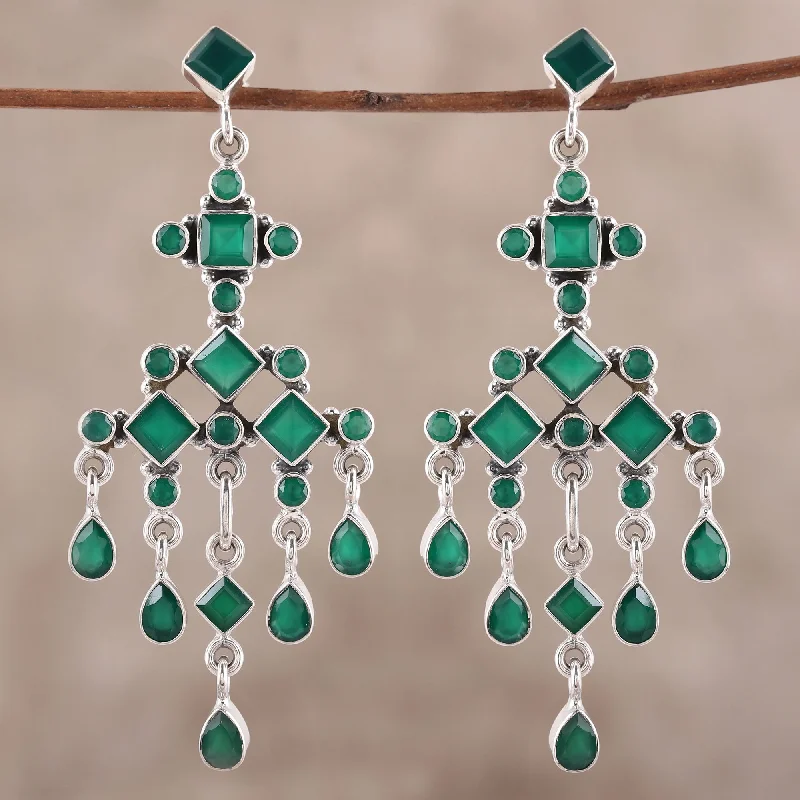- Chinchilla cooling ice nest ceramic plateGemstone Fountain Green Onyx Chandelier Earrings from India