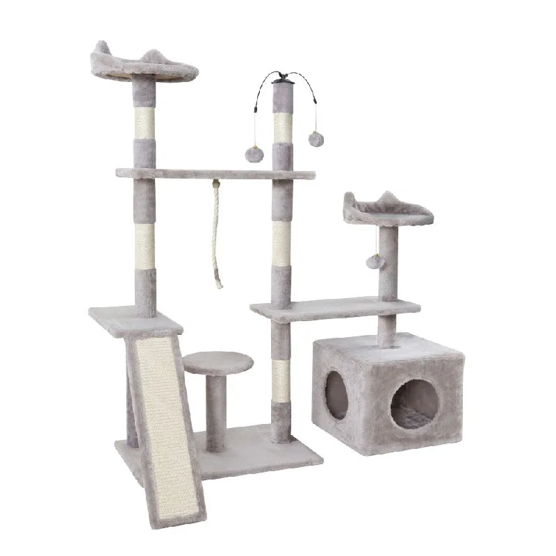- Natural latex pet mattressi.Pet Cat Tree 135cm Tower Scratching Post Scratcher Wood Condo House Toys Grey