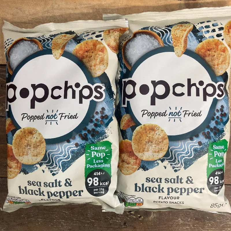 Pet Products4x Popchips Sea Salt & Black Pepper Popped Snacks (4x85g)