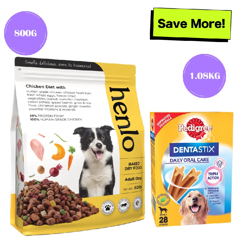 - Car dog seat beltHenlo Baked Adult Dry Food and Pedigree Dentastix Oral Care for Adult Dog Treats Combo