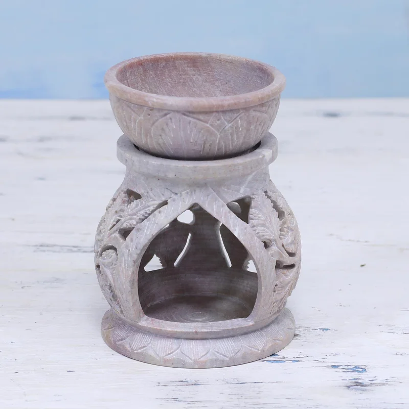 - Air box TSA certified check-inGarden of Leaves Handcrafted Leaf Motif Soapstone Oil Warmer from India