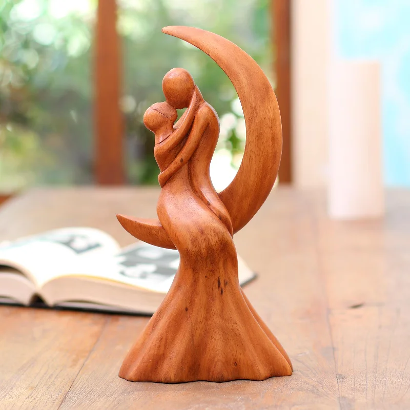 - Solid wood cat climbing frame customizedMoon Wedding Romantic Wood Bride and Groom Sculpture Wedding Gift