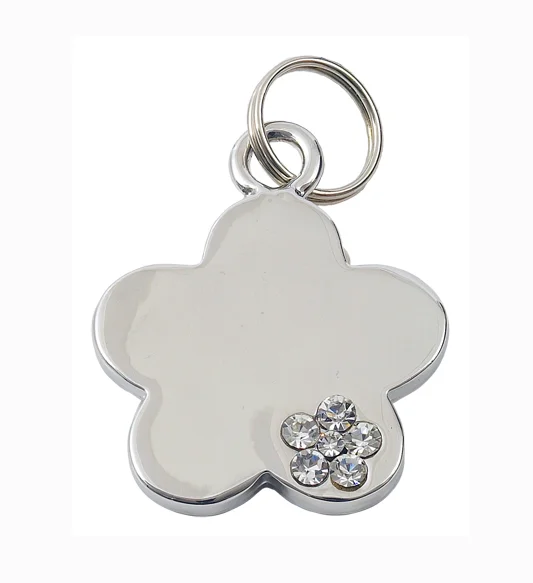 - Custom pet birthday cakeLuxury Silver Flower Designer Dog Tag