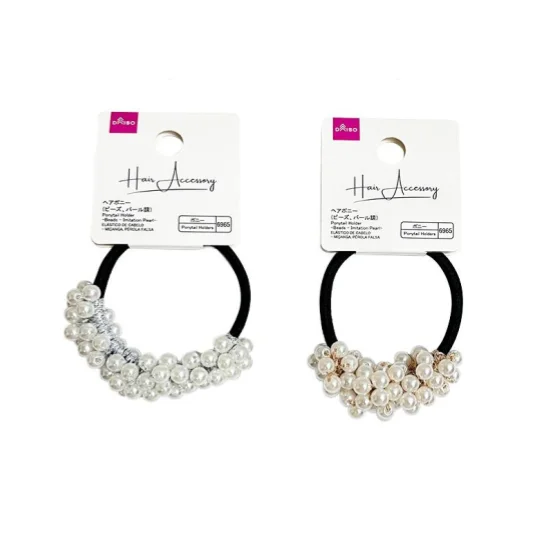 ---Ponytail Holder - Beads - Imitation Pearl