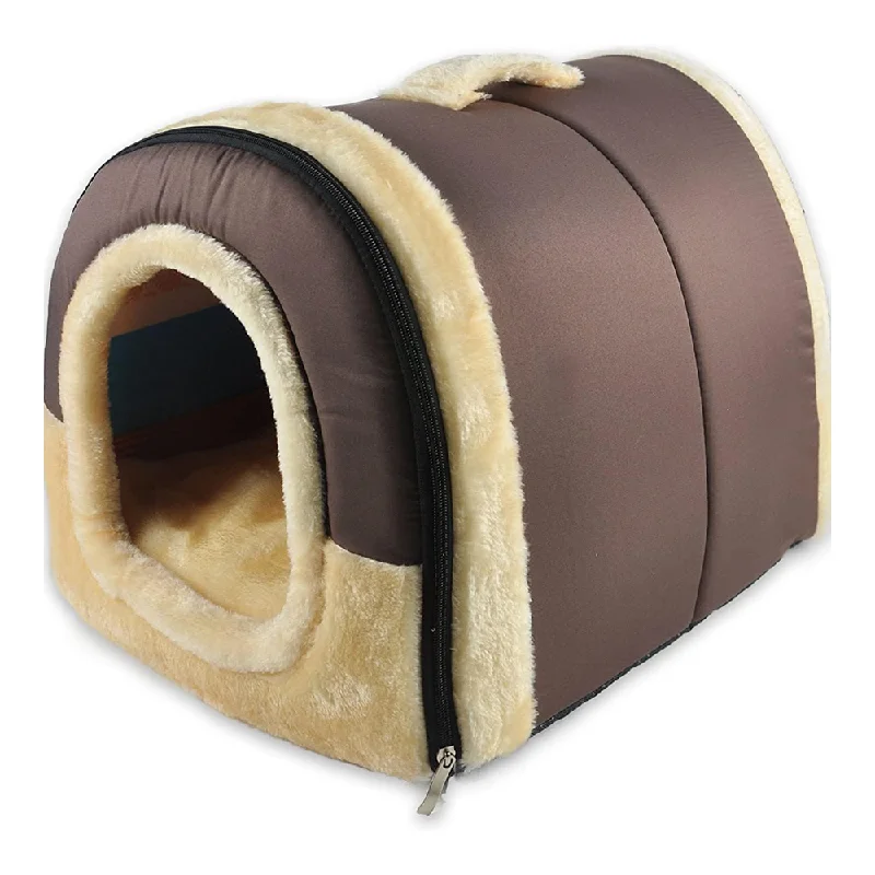 - Solid wood cat climbing frame customizedFluffy's Luxurious 2 in 1 Foldable Ultra Soft Pet House Bed for Dogs and Cats (Brown)