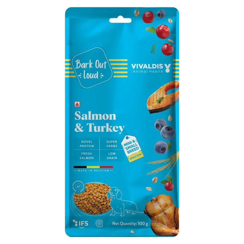 - Cat stress soothing sprayBark Out Loud Salmon & Turkey Mini & Small Breed Adult Dog Dry Food (100g)