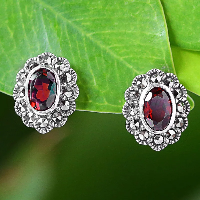 - Cat stress soothing sprayRed Lotus Flowers Garnet and Marcasite Stud Earrings from Thailand