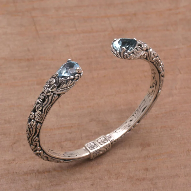 - Degradable pet feces bagTranscendent Forest Floral Blue Topaz and Silver Cuff Bracelet from Bali