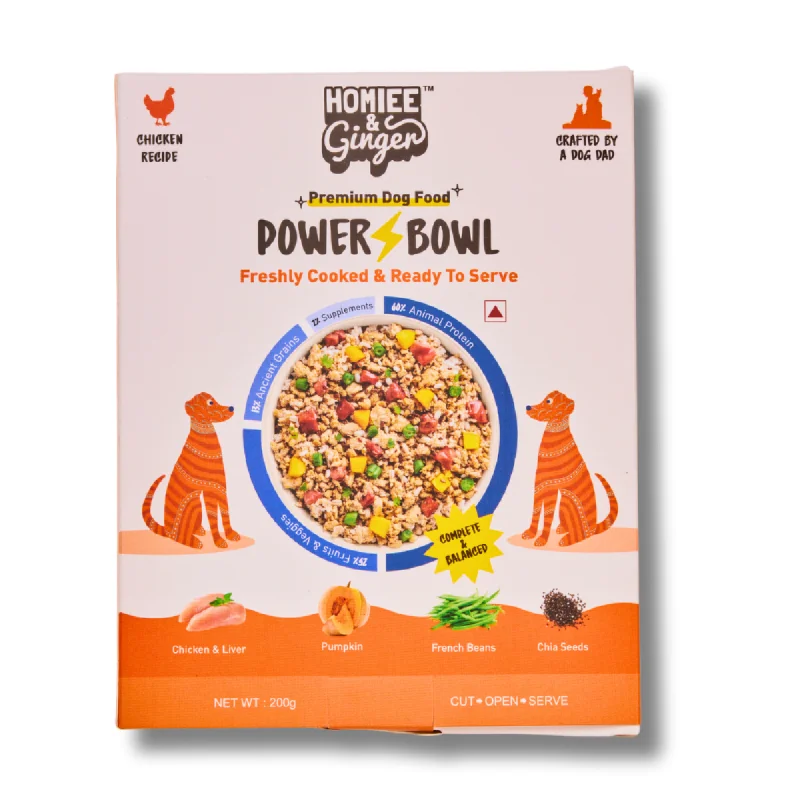 - Remote interactive pet feederHomiee & Ginger Power Bowl Chicken & Barley Fresh Food for Dogs