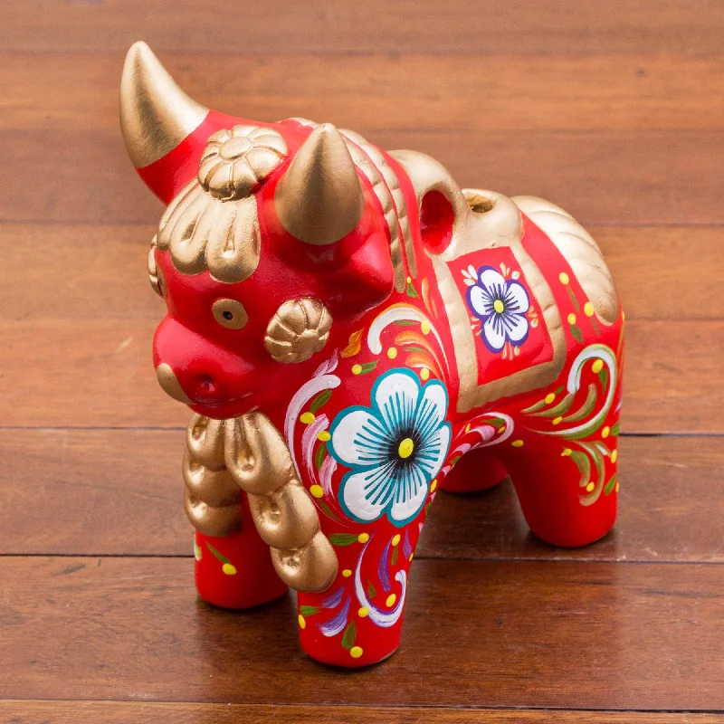 - Pet vitamin complex nutrition tabletsRed Pucara Bull Red Painted Ceramic Bull Folk Art Sculpture