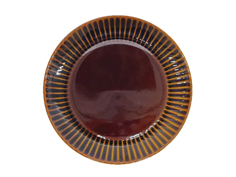  -Splash-proof food bowl AND Anti-choking slow food bowlPlate - Stripe Emboss - Brown - 5.90in - 15cm