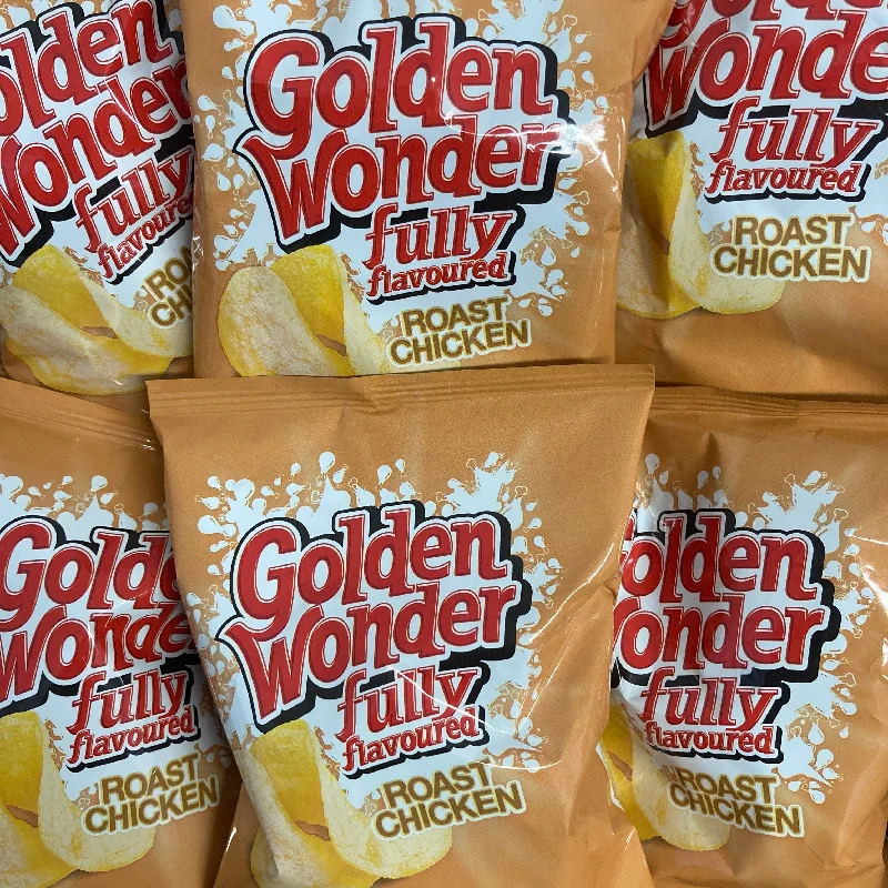 ---8x Golden Wonder Roast Chicken Crisps Bags (8x32.5g)