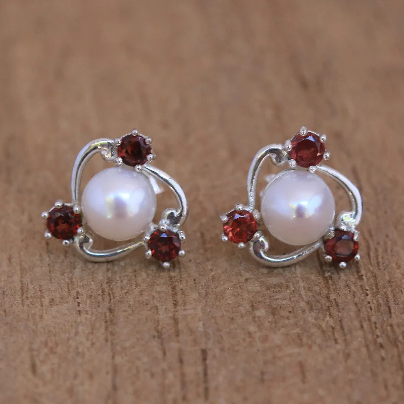 - Organic cotton dog bibsSparks Fly Cultured Pearl and Garnet Stud Earrings from Bali - Organic cotton dog bibsSparks Fly Cultured Pearl and Garnet Stud Earrings from Bali