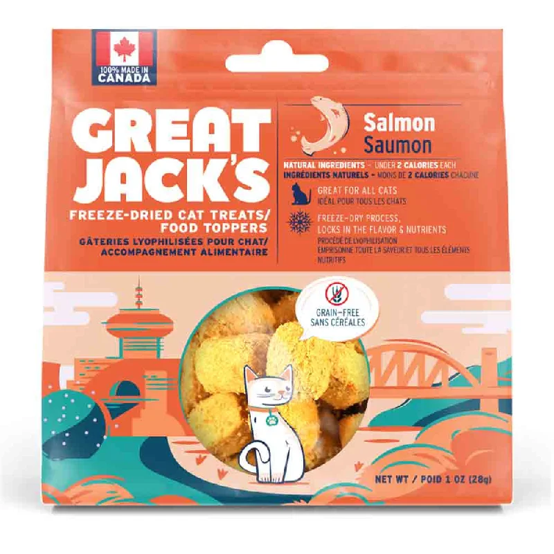    - Chicken flavor cat food  Great Jack's Freeze-Dried Salmon Treat & Topper for Cats