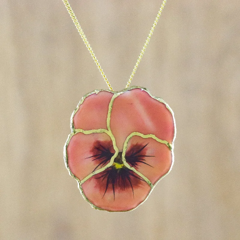 - Pet monitor with cameraPansy Resin Dipped Pink Pansy 24K Gold Plated Pendant Necklace