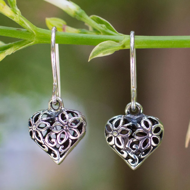- Automatic induction pet water dispenserBlossoming Heart Sterling silver flower earrings