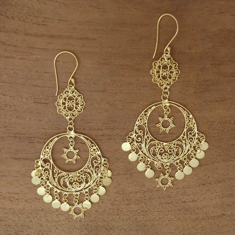 - Foldable and portable cat bagDaylight Queen Gold Plated Sterling Silver Chandelier Earrings