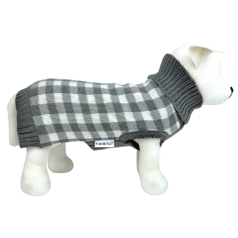 - Natural latex pet mattressGingham Dog Sweater/ Dog Jumper - Grey