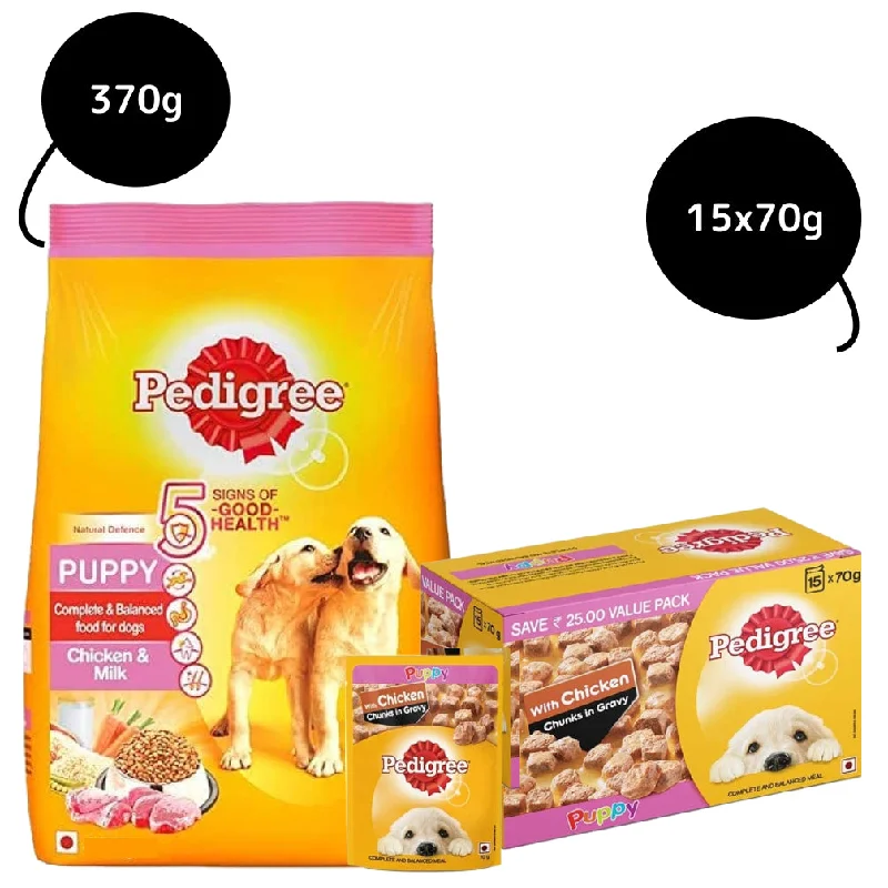 -Splash-proof food bowl AND Anti-choking slow food bowlPedigree Chicken Chunks in Gravy Pouch Puppy Wet Food and Chicken & Milk Puppy Dry Food Combo -Splash-proof food bowl AND Anti-choking slow food bowlPedigree Chicken Chunks in Gravy Pouch Puppy Wet Food and Chicken & Milk Puppy Dry Food Combo