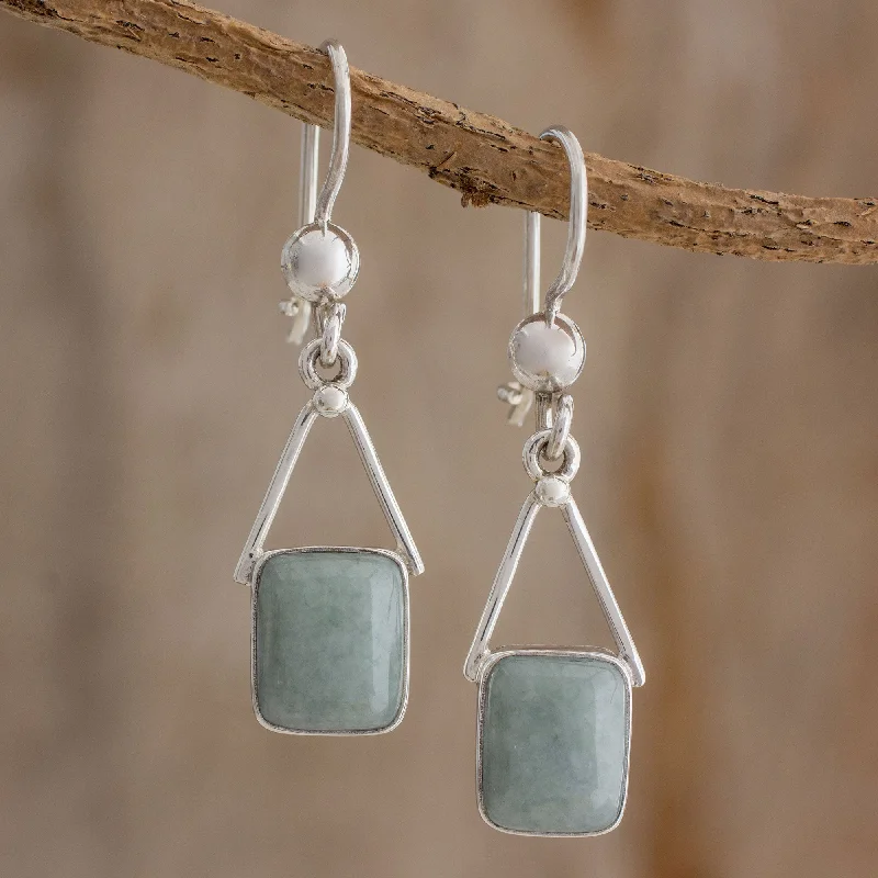  -Explosion-proof leash FOR LARGE dogsRectangles of Peace Light Green Jade Rectangle Dangle Earrings from Guatemala