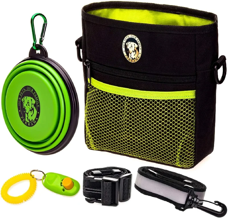 - Degradable pet feces bagDog Treat Pouch - Premium Training Treat Bag with Clicker and Collapsible Bowl for Dogs, Adjustable Waist and Shoulder Reflective Straps and Belt Clip, Ideal for Pet Obedience and Agility Training