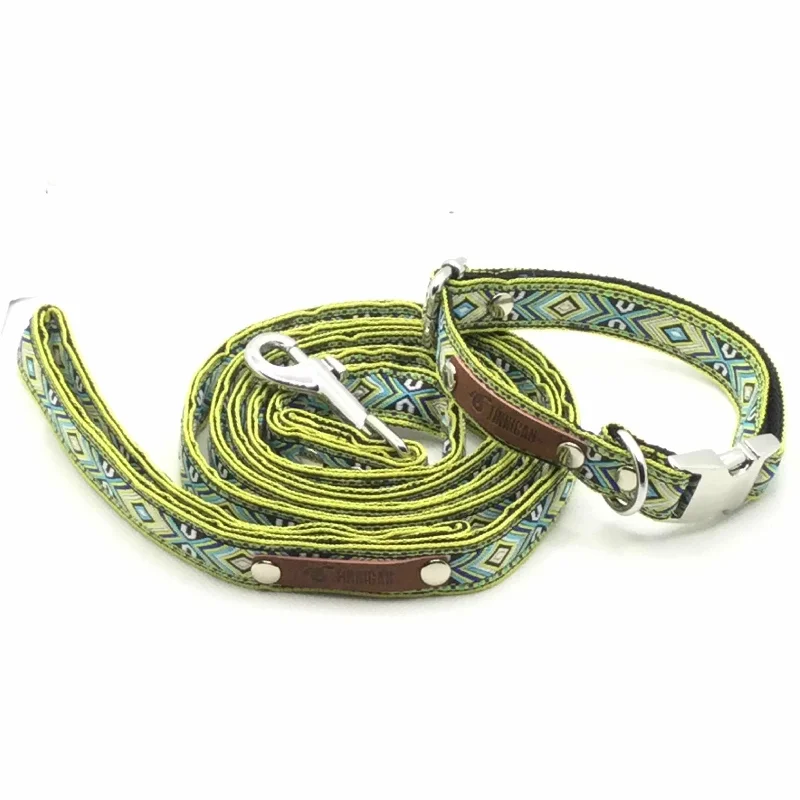  -Explosion-proof leash FOR LARGE dogsGreen Diamond 15mm Collar and Lead Set
