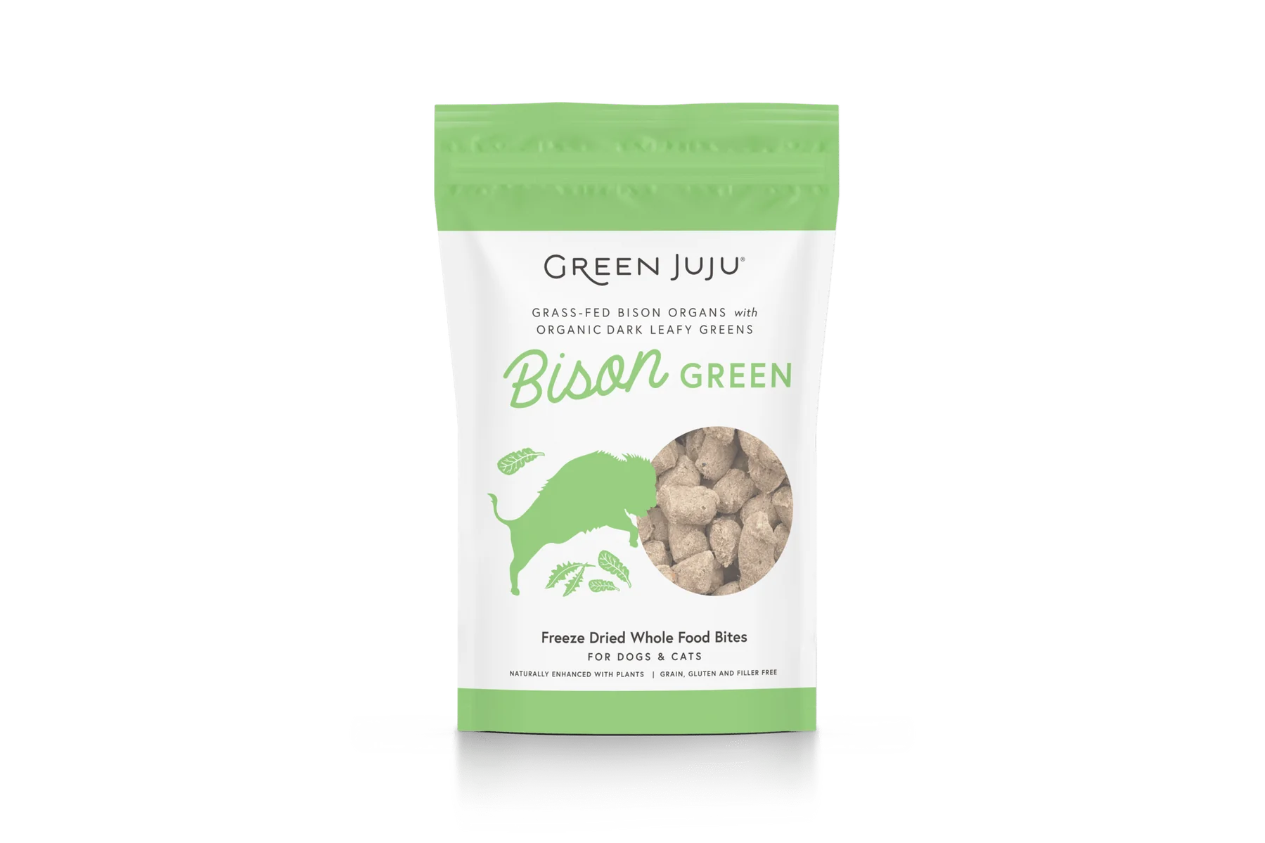    - Natural ingredient cat food  Green Juju Bison Green Freeze Dried Whole Food Bites