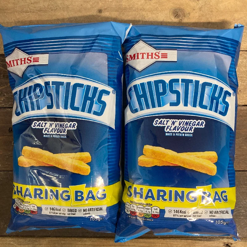 - Foldable and portable cat bag4x Smith's Chipsticks Salt & Vinegar Snacks Share Bags (4x105g) - Foldable and portable cat bag4x Smith's Chipsticks Salt & Vinegar Snacks Share Bags (4x105g)