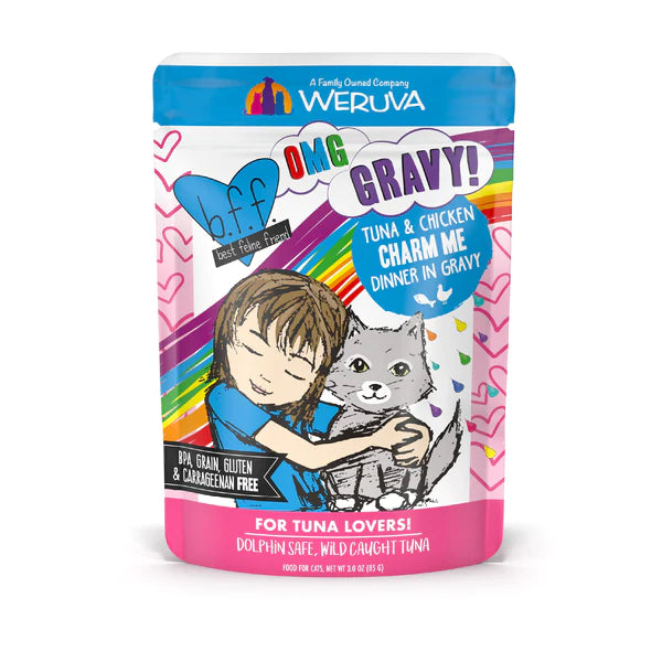    - Affordable cat food with good quality  BFF Pouch Tuna & Chicken Charm Me