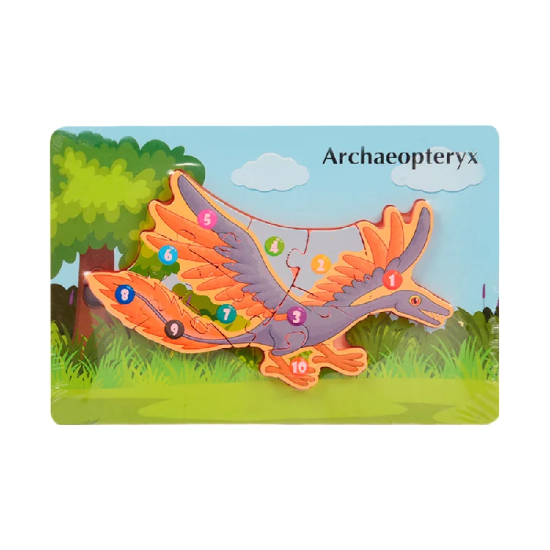---WOODEN PUZZLE BOARD COLORFUL 123 ARCHAEOPTERYX Z.B