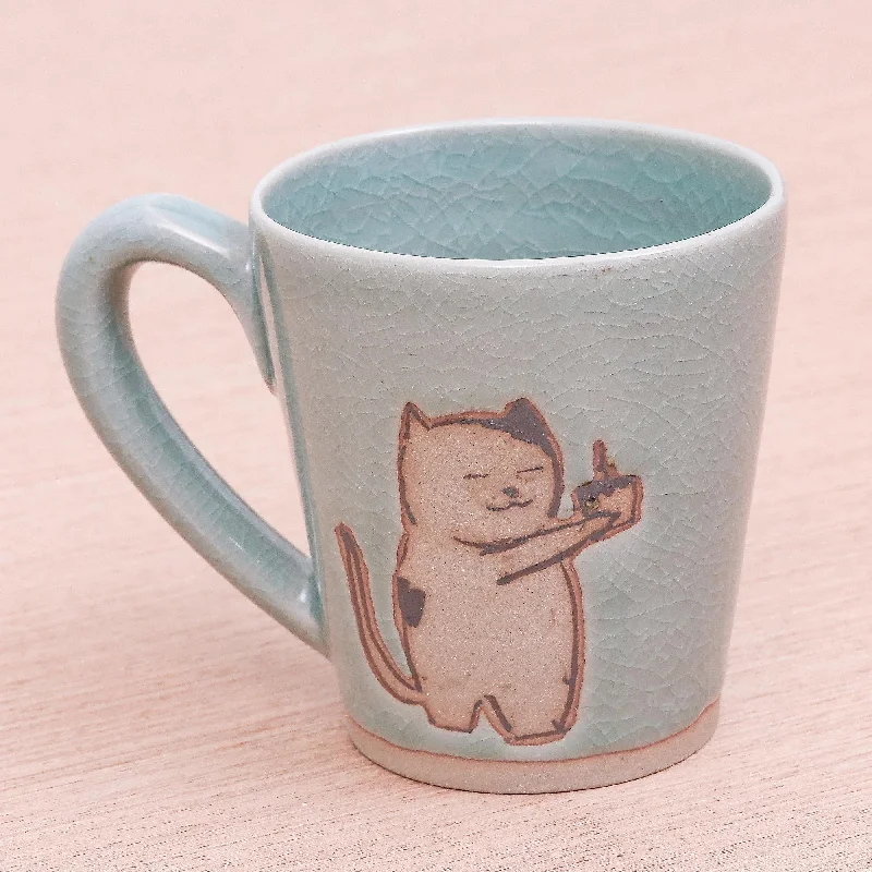 - Natural latex pet mattressJust For You Adorable Celadon Ceramic Kitty Mug