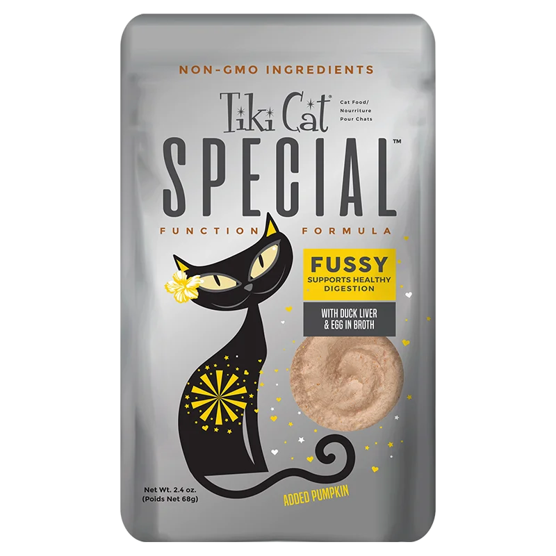    - Cat food for digestive health  Tiki Cat Special Fussy Duck Liver & Egg